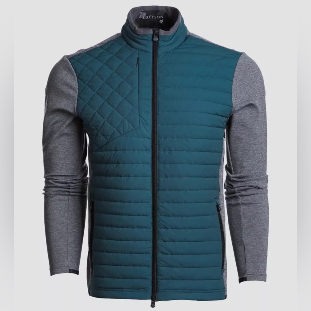 Greyson Jacket Mens Medium Green/Teal Yukon Hybrid Full Zip Quilted Golf Casual